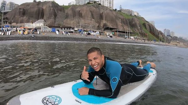Aaron Wiley surfing in Peru
